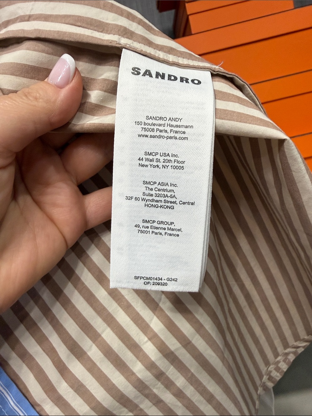 Sandro Patchwork Stripe Button-Down Shirt and bubble skirt set - Picture 6 of 11